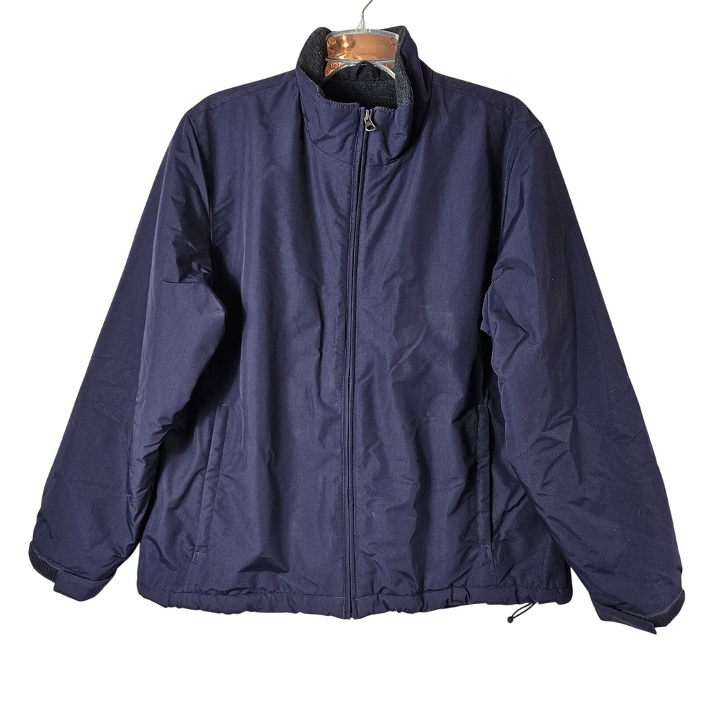Lands End Womens Blue Softshell Fleece Lined Jacket LARGE (14-16) Casual Utility